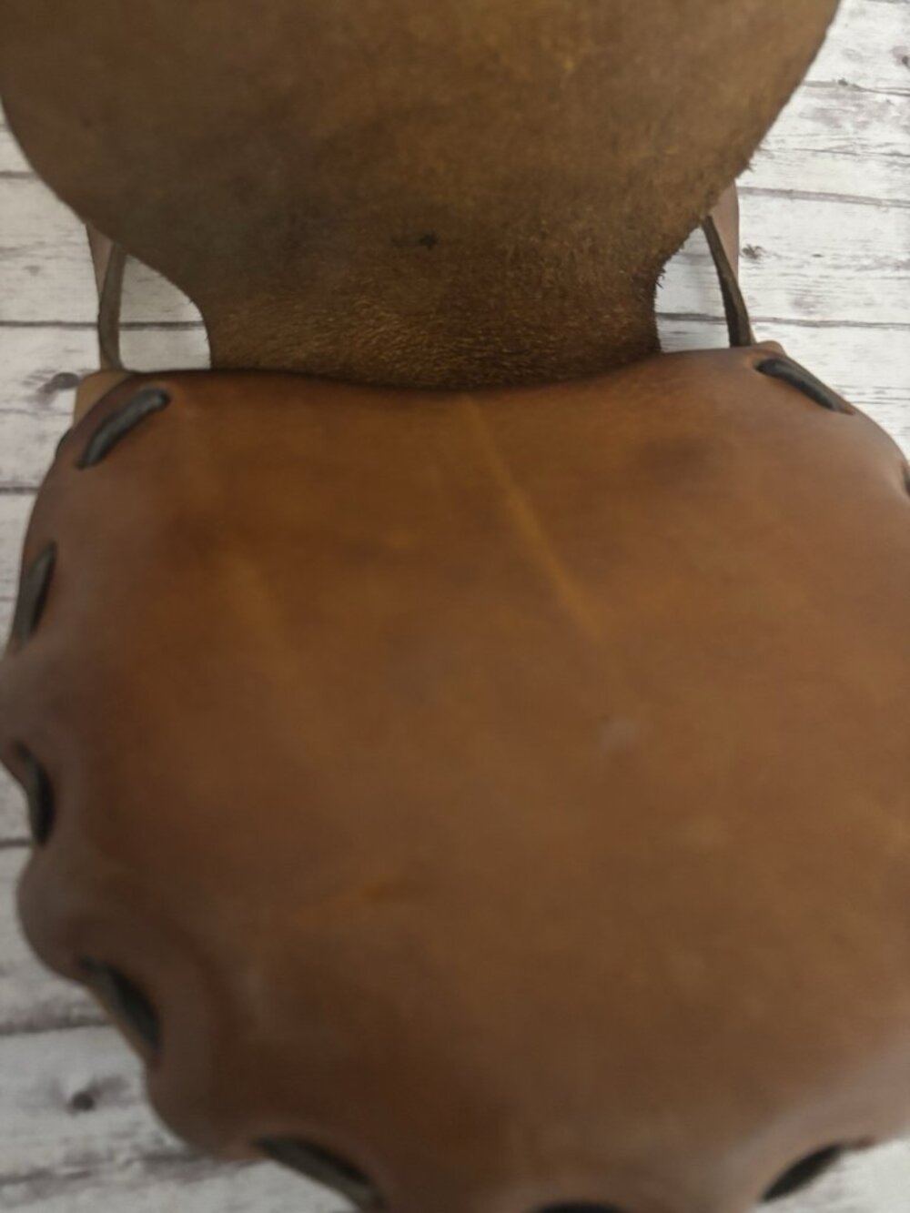 Vintage 60s 70s Hand Tooled‎ Floral Brown Leather Purse Boho Hippy Bag - Picture 8 of 14